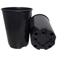 Горщик високий круглий 2 л чорний пластиковий 14 x 18 см